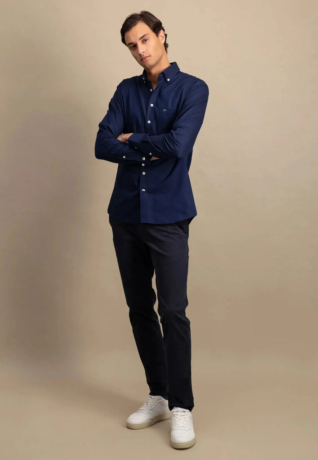 fynch-hatton-Button Down Oxford Shirt Navy