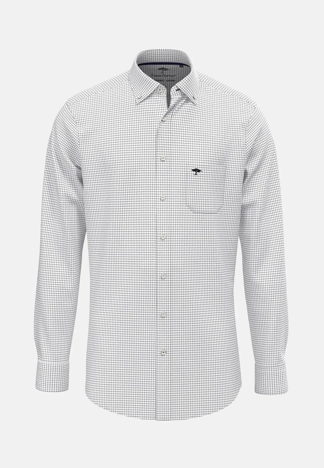 fynch-hatton-Button Down Oxford Shirt Navy Check