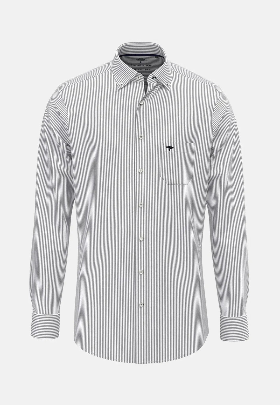 fynch-hatton-Button Down Oxford Shirt Navy Stripe
