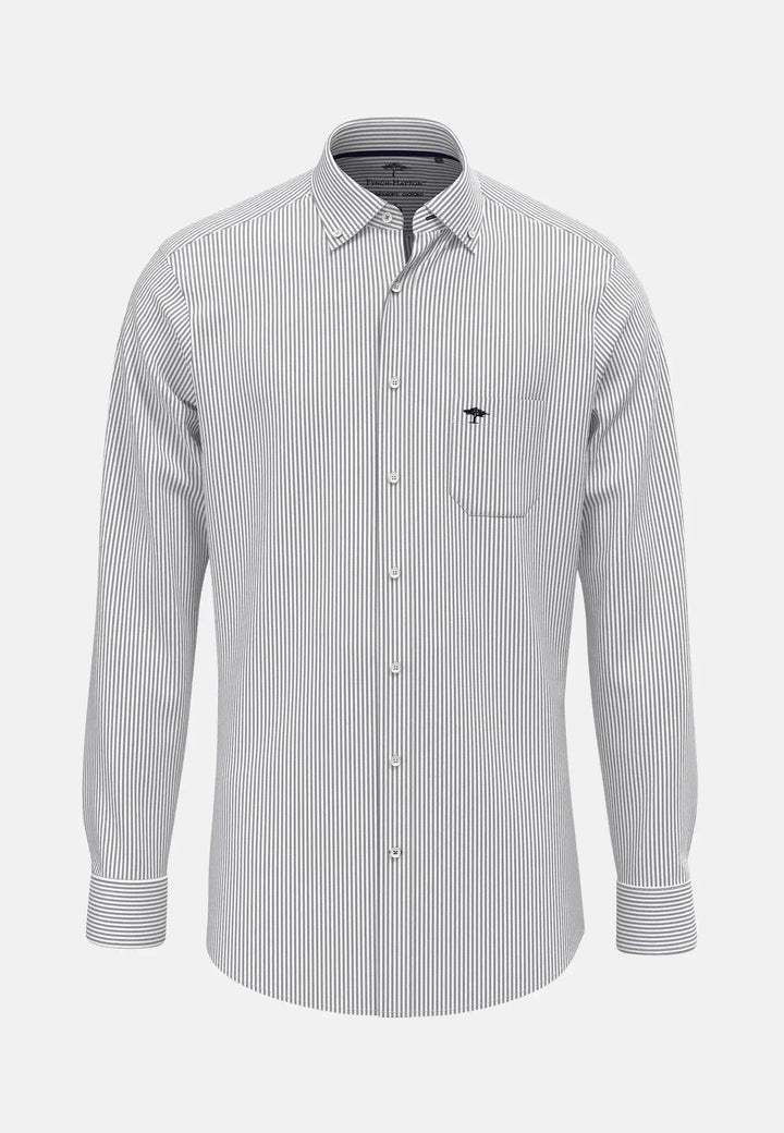 fynch-hatton-Button Down Oxford Shirt Navy Stripe
