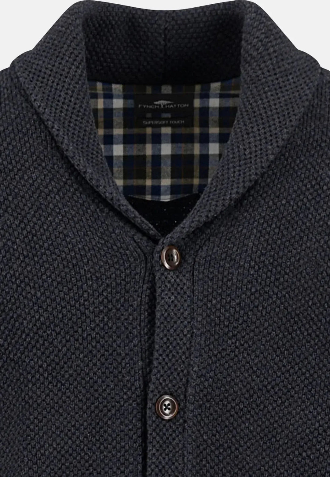 fynch-hatton-Buttoned Shawl Collar Cardigan Charcoal