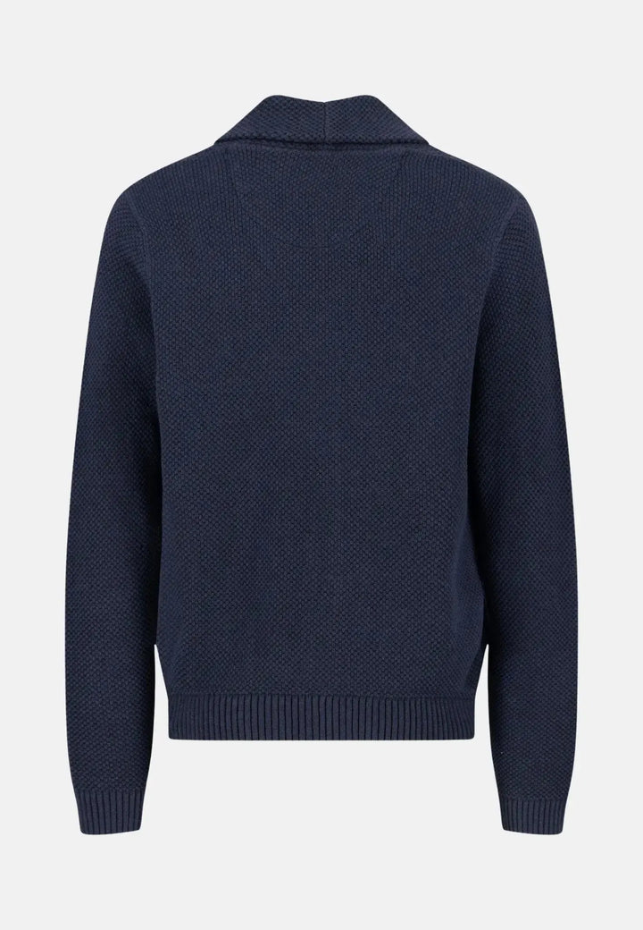 fynch-hatton-Buttoned Shawl Collar Cardigan Navy