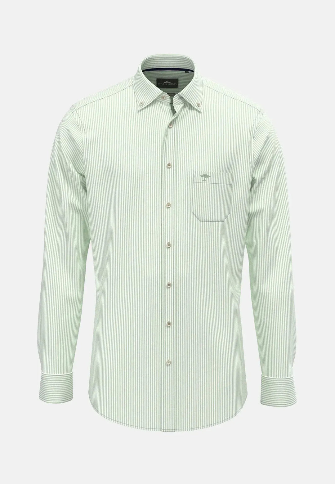 fynch-hatton-Classic Oxford Shirt Turf Green Stripe
