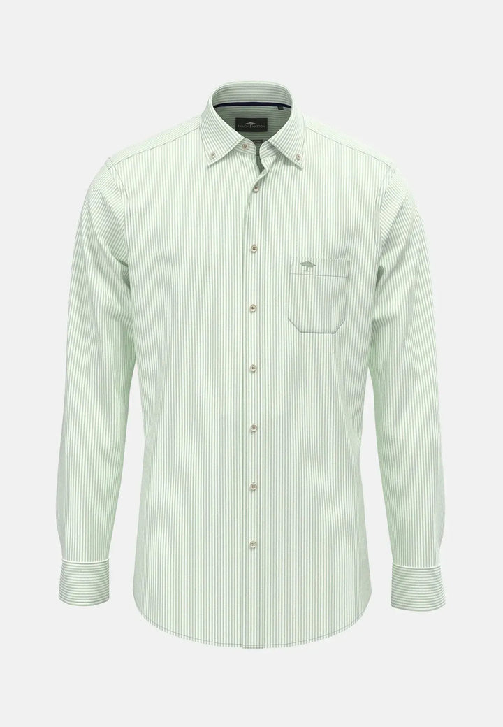 fynch-hatton-Classic Oxford Shirt Turf Green Stripe