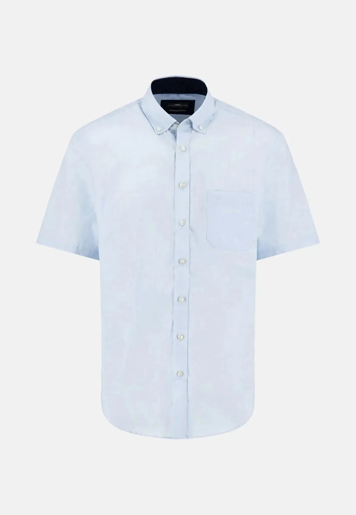 fynch-hatton-Classic Solid Slub Short Sleeved Shirt Summer Breeze