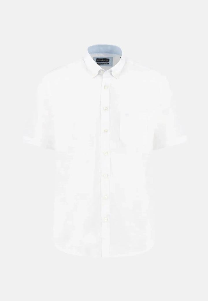 fynch-hatton-Classic Solid Slub Short Sleeved Shirt White