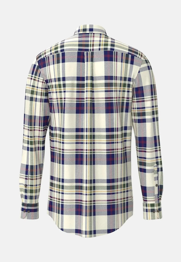 fynch-hatton-Colourful Check Button Down Shirt Deep Merlot