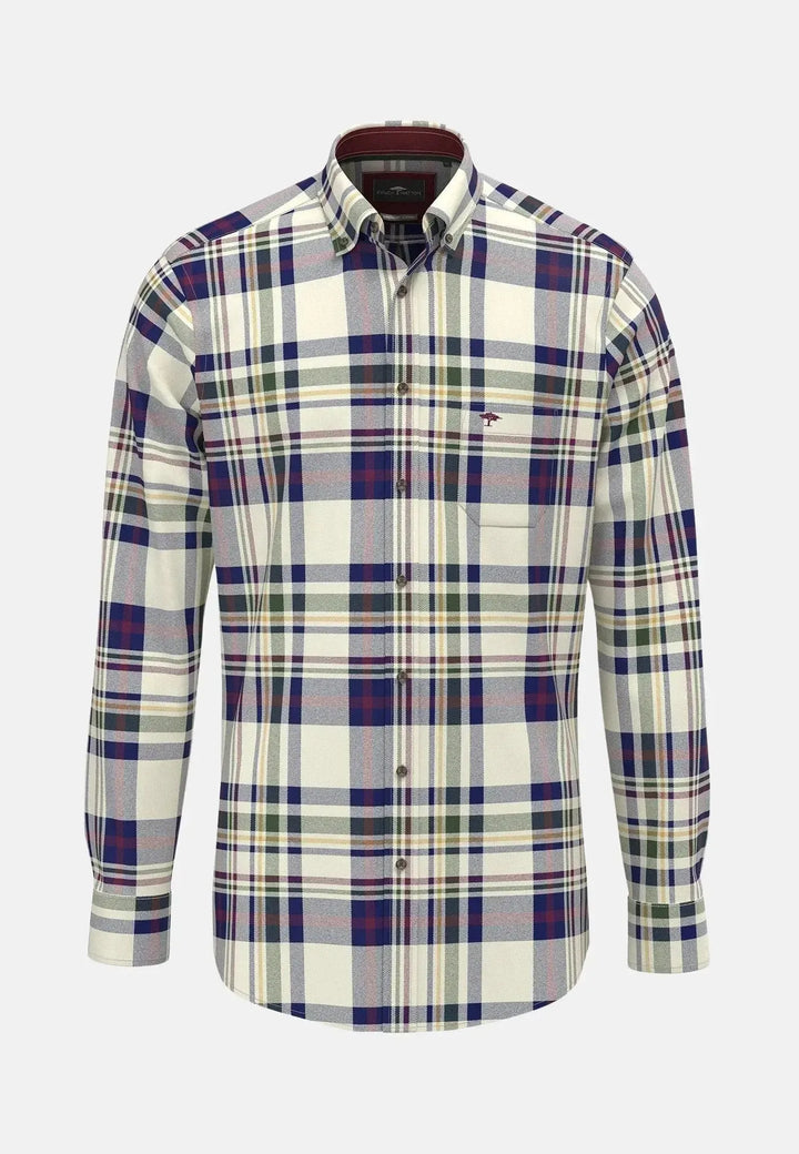 fynch-hatton-Colourful Check Button Down Shirt Deep Merlot