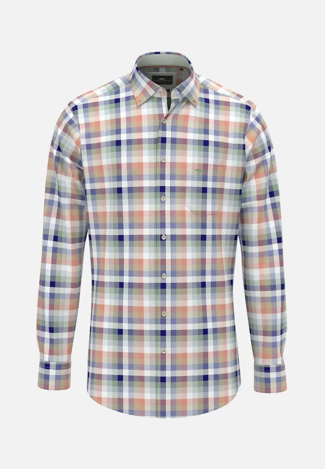 fynch-hatton-Colourful Combi Check B.D. Shirt Peach