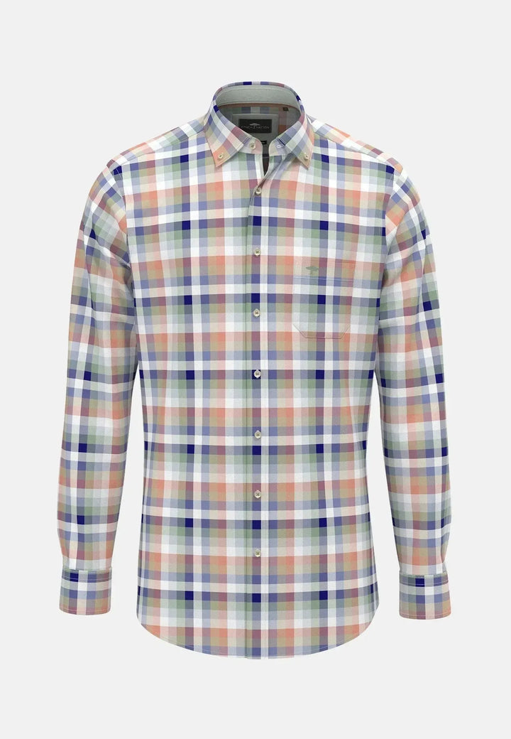 fynch-hatton-Colourful Combi Check B.D. Shirt Peach