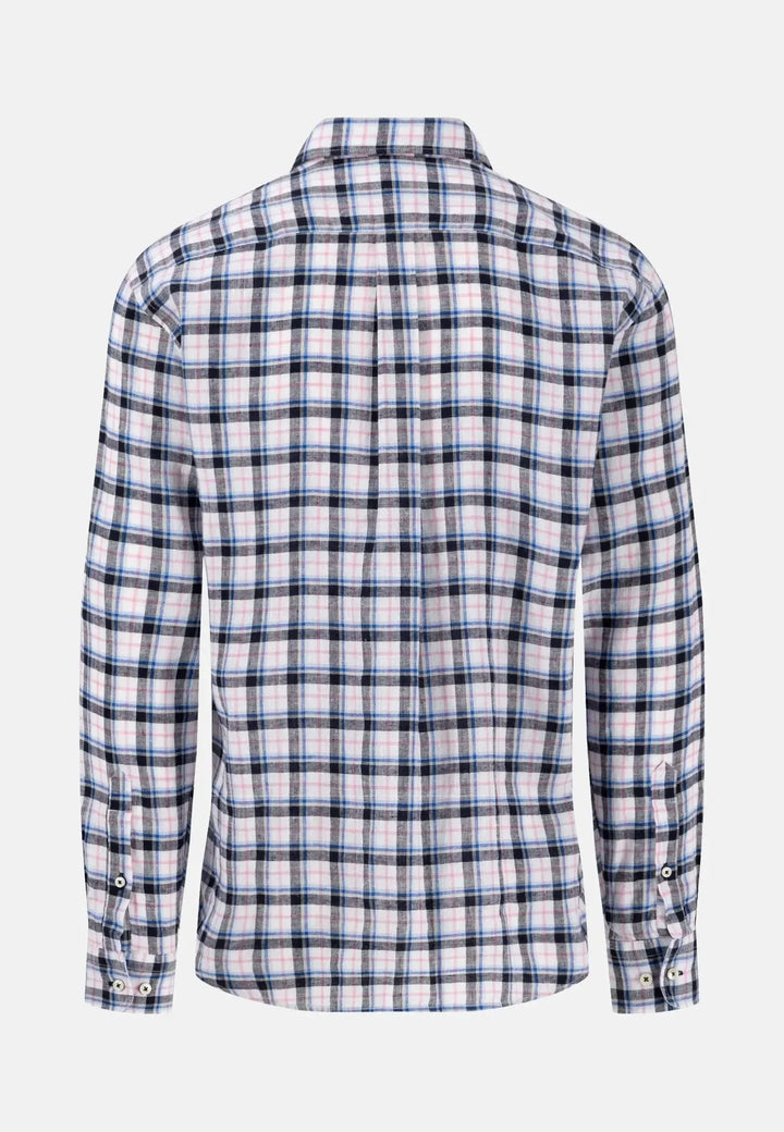 fynch-hatton-Colourful Linen Check Shirt Peony