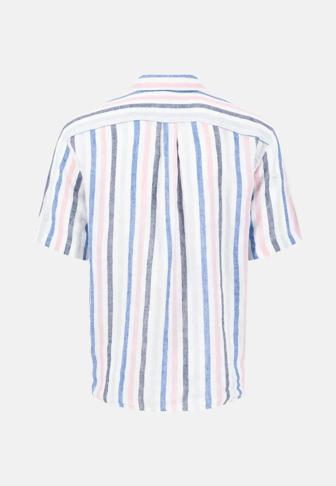 fynch-hatton-Colourful Striped Linen Button Down Short Sleeved Shirt Peony