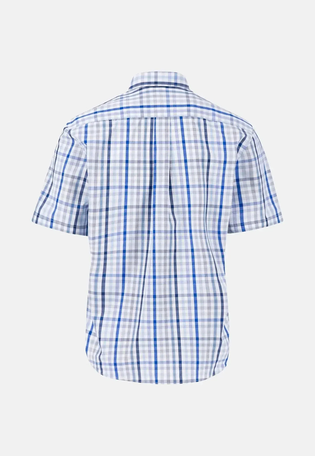 fynch-hatton-Combi Check Short Sleeved Shirt Strong Blue