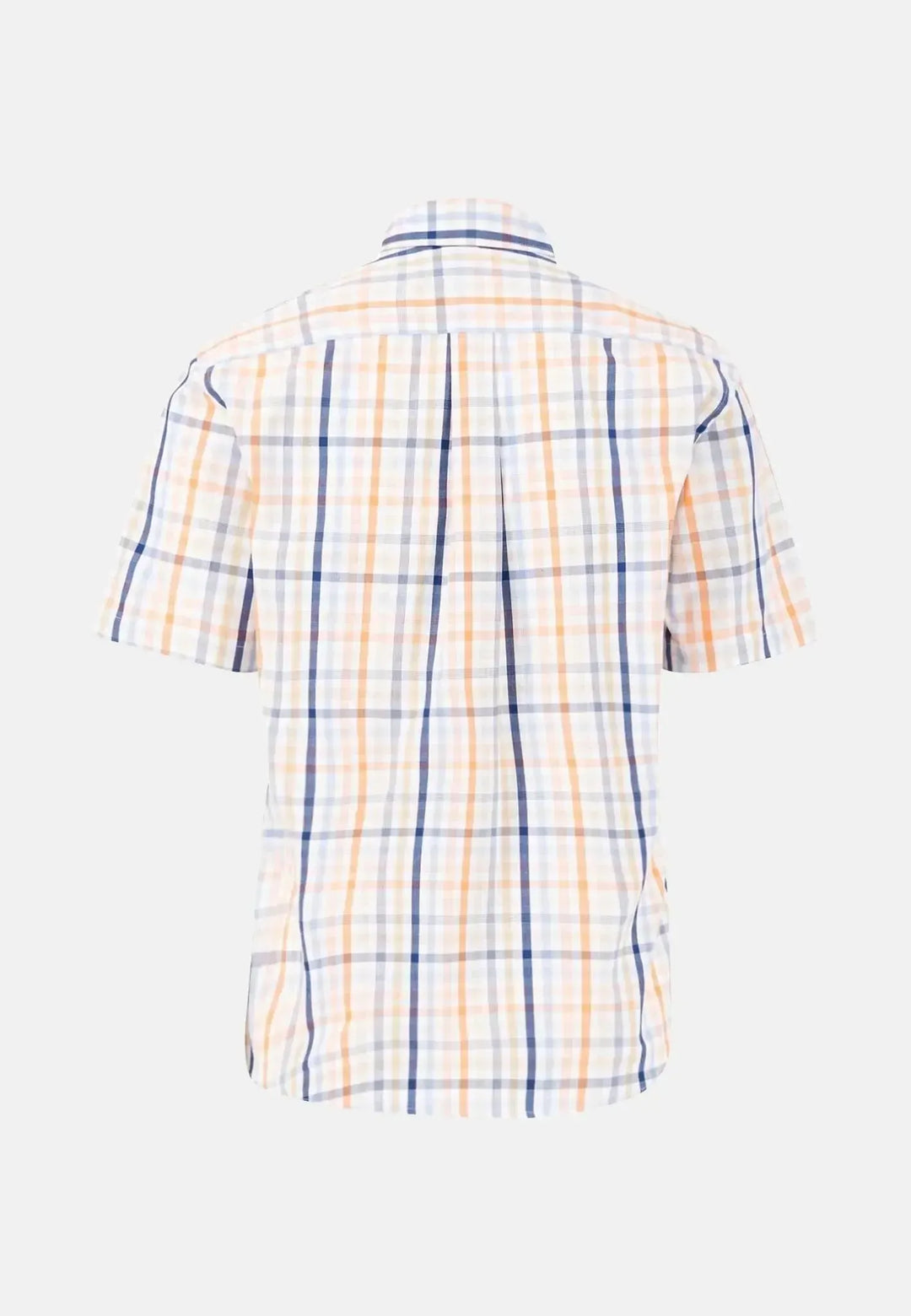 fynch-hatton-Combi Check Short Sleeved Shirt Sunny Orange