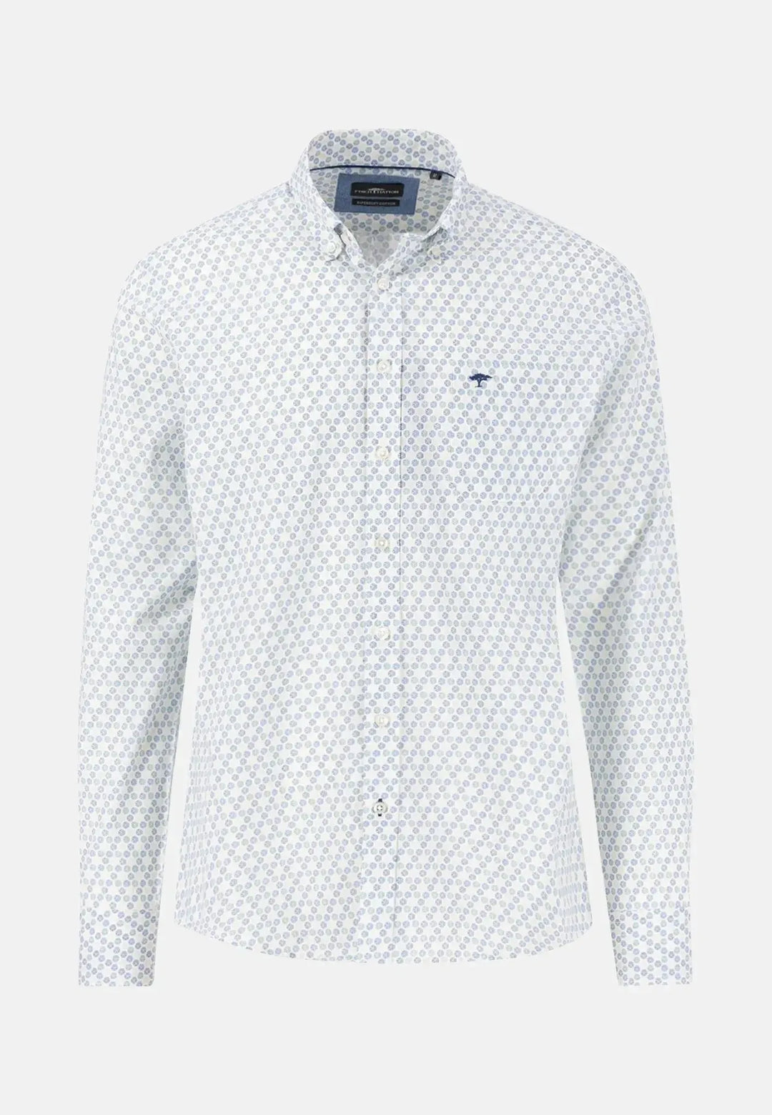 fynch-hatton-Combi Pattern Shirt Turf Green