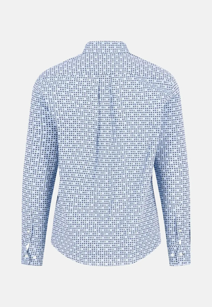 fynch-hatton-Combi Print Button Down Shirt Dark Leaf
