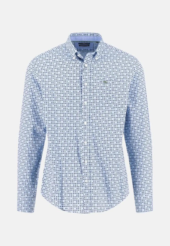 fynch-hatton-Combi Print Button Down Shirt Dark Leaf