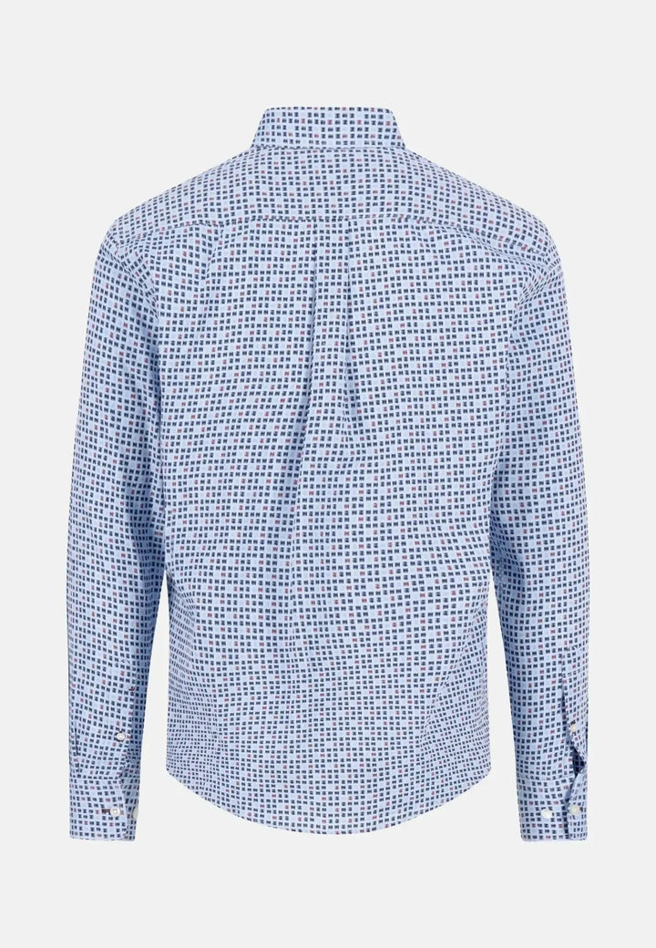 fynch-hatton-Combi Print Button Down Shirt Deep Merlot