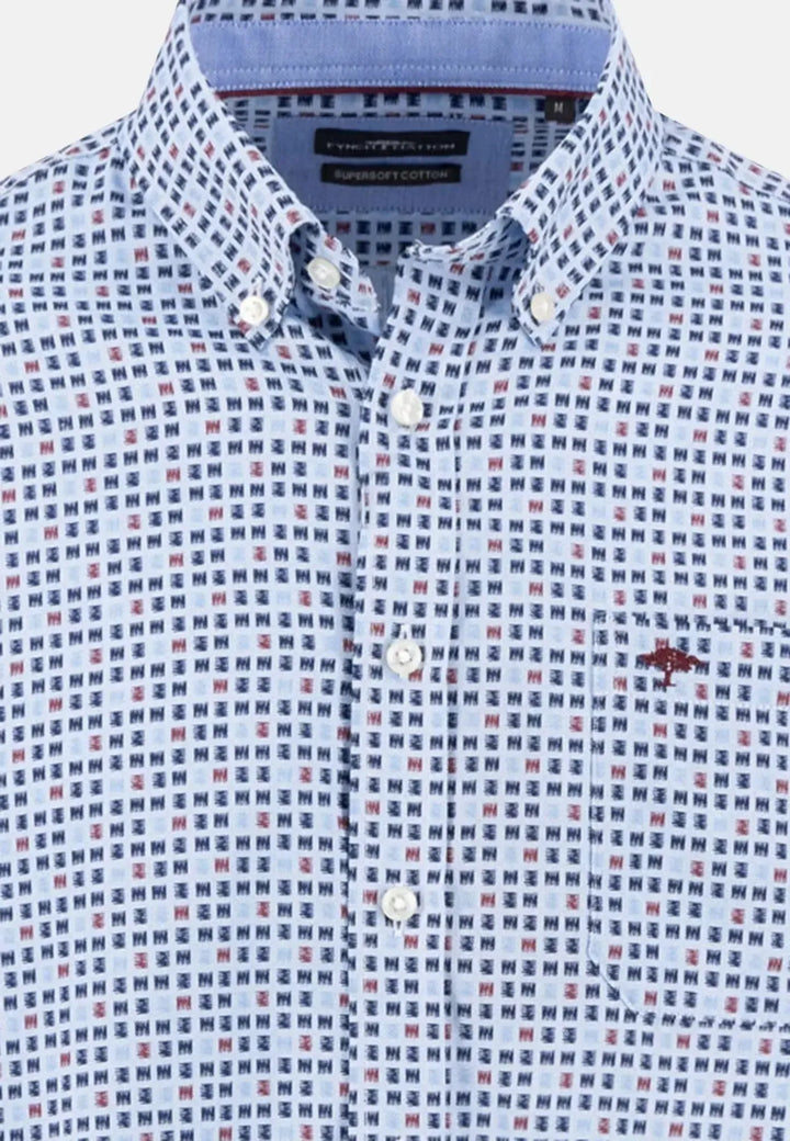 fynch-hatton-Combi Print Button Down Shirt Deep Merlot