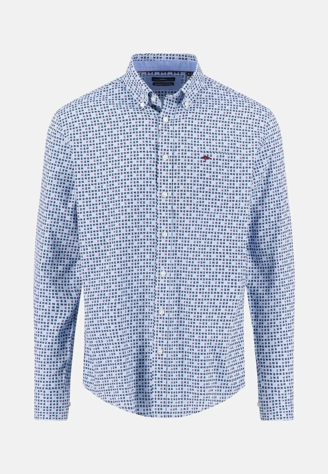 fynch-hatton-Combi Print Button Down Shirt Deep Merlot