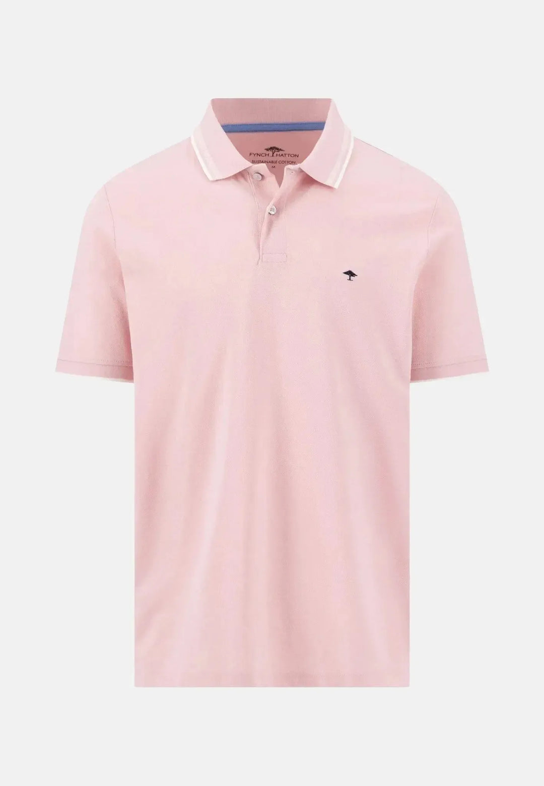 fynch-hatton-Contrast Tipping Polo Shirt Light Peony