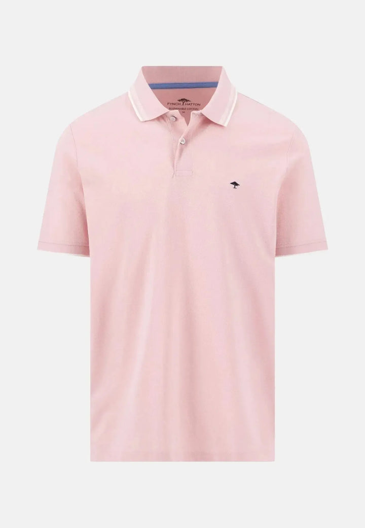 fynch-hatton-Contrast Tipping Polo Shirt Light Peony