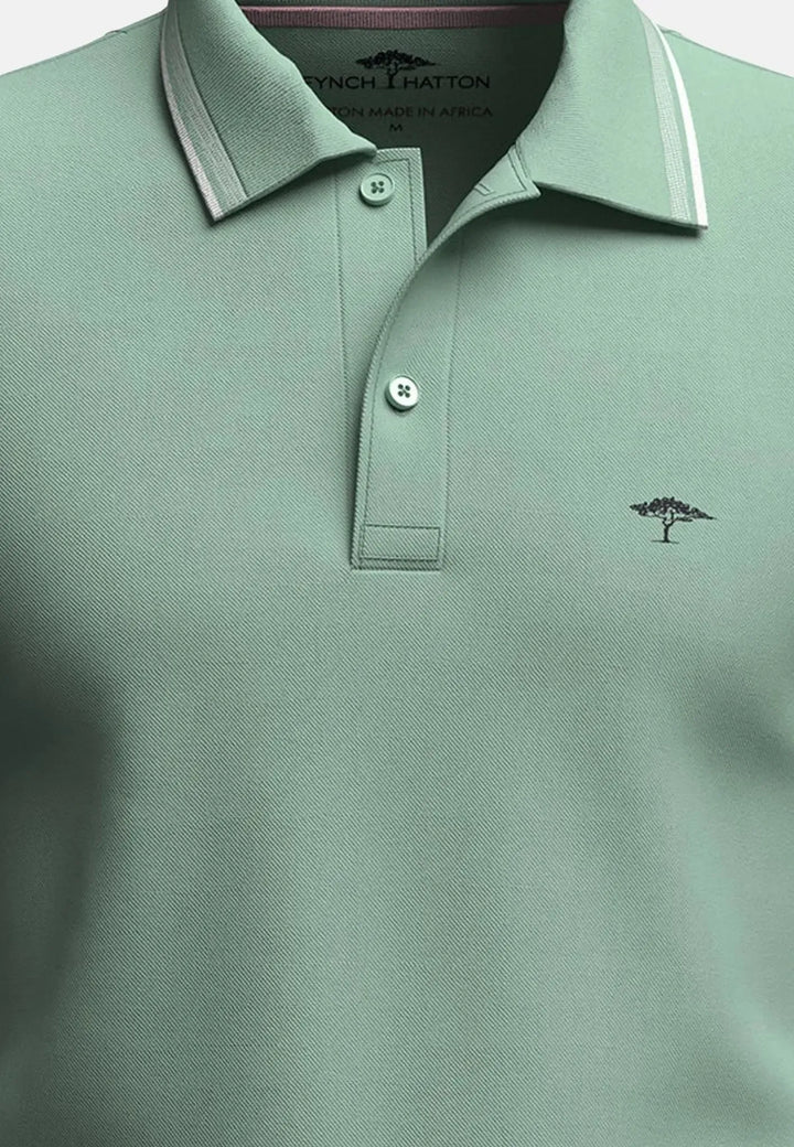 fynch-hatton-Contrast Tipping Polo Shirt Minty Green