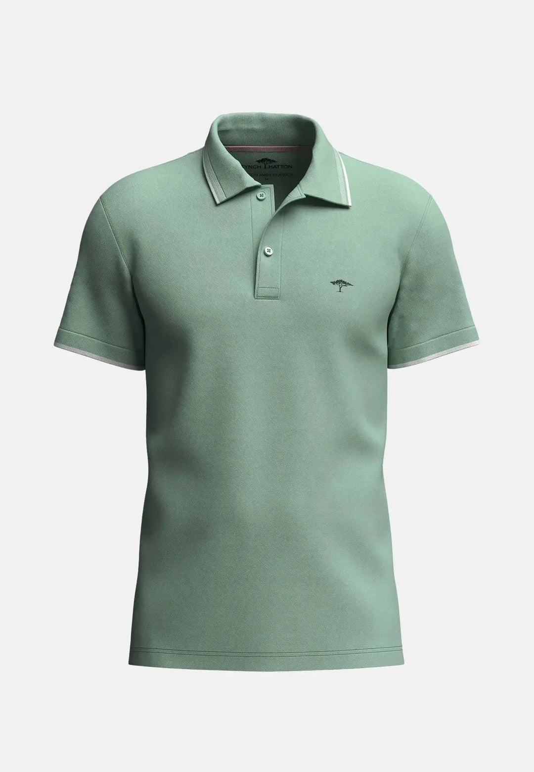 fynch-hatton-Contrast Tipping Polo Shirt Minty Green
