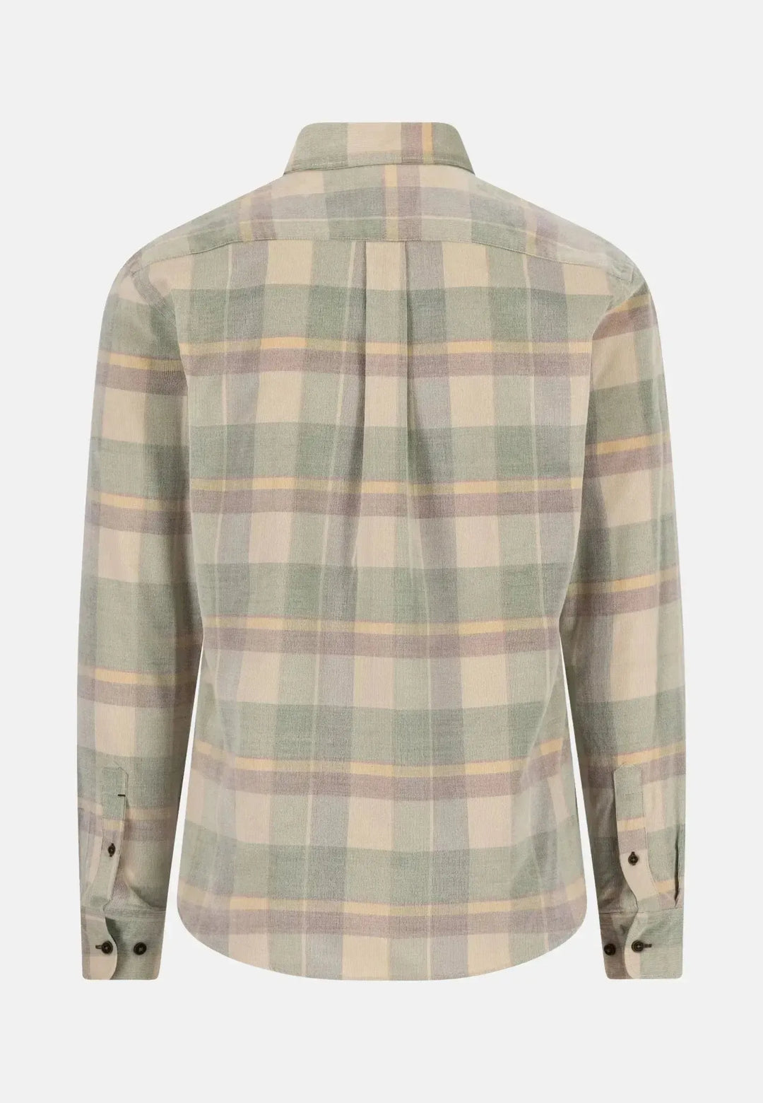 fynch-hatton-Corduroy Check Button Down Shirt Dark Leaf