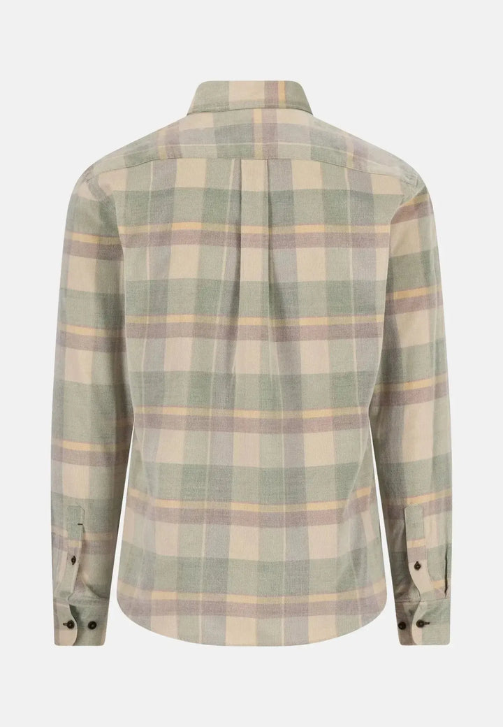fynch-hatton-Corduroy Check Button Down Shirt Dark Leaf