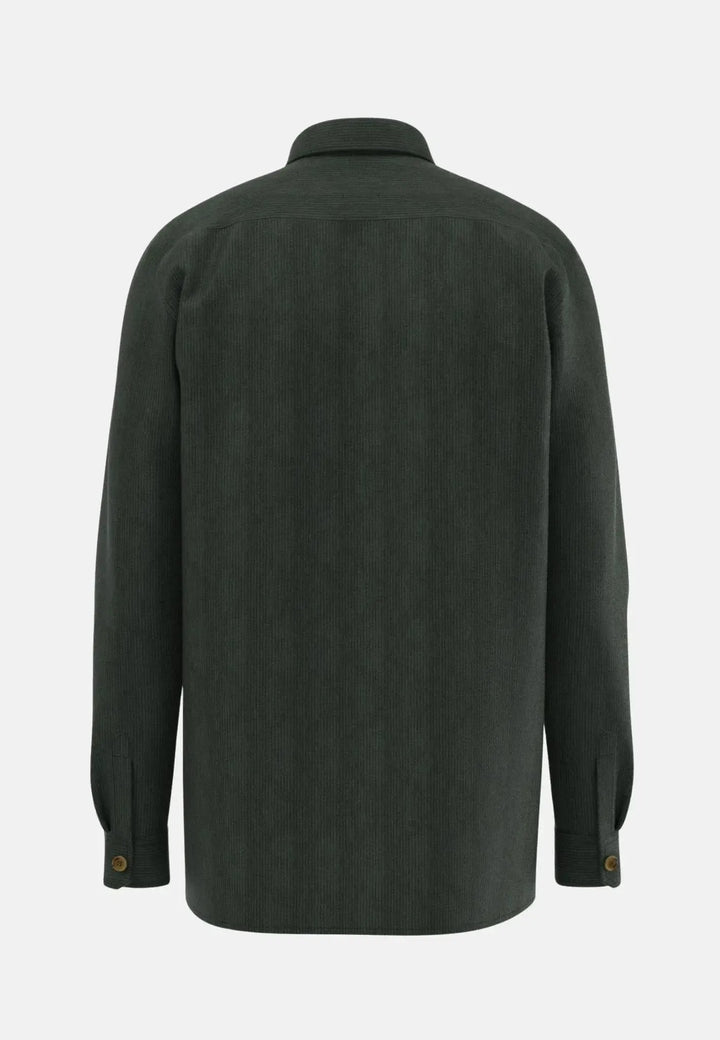 fynch-hatton-Cotton Corduroy Overshirt Dark Ivy