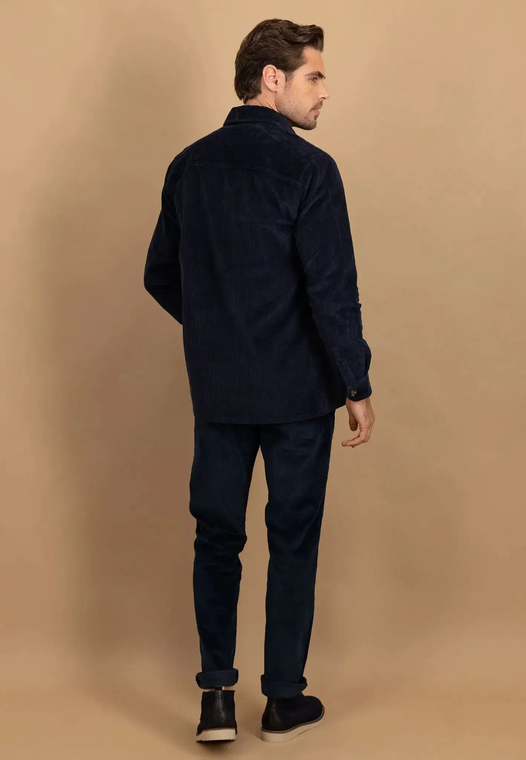 fynch-hatton-Cotton Corduroy Overshirt Navy
