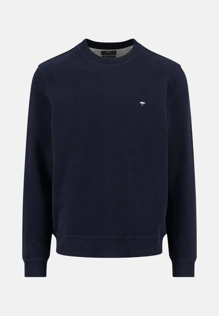 fynch-hatton-Cotton Crewneck Sweatshirt Navy