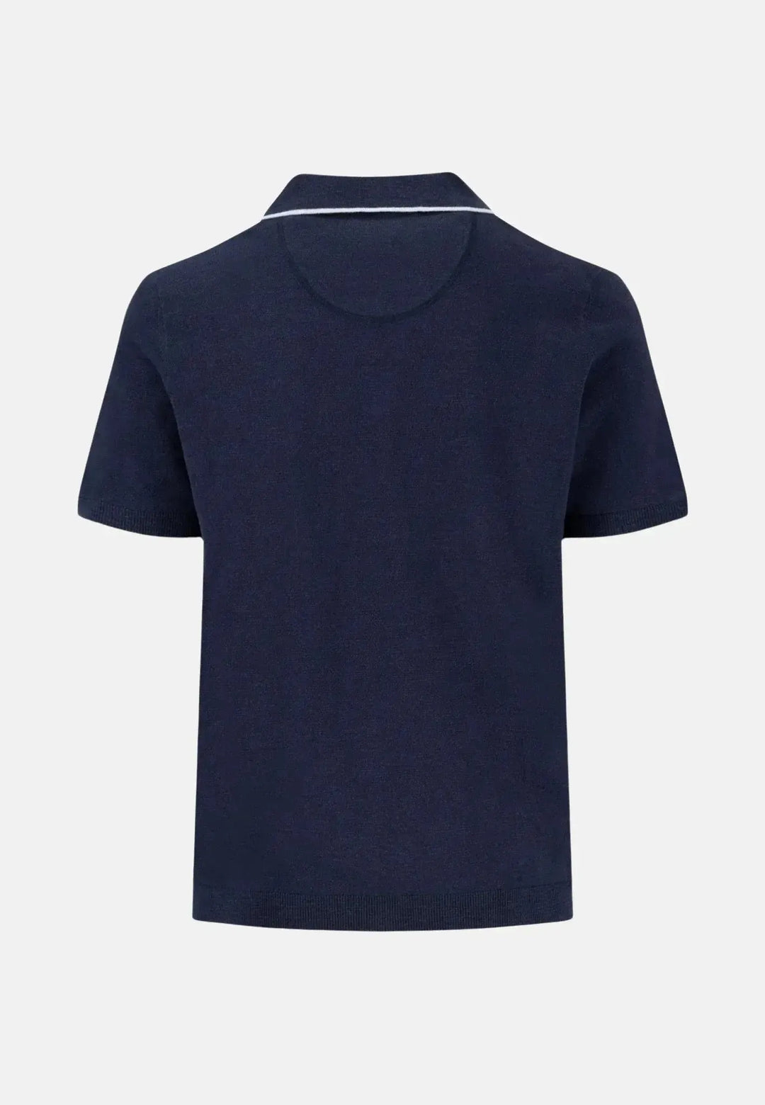 fynch-hatton-Cotton Linen Knit Polo Shirt Navy