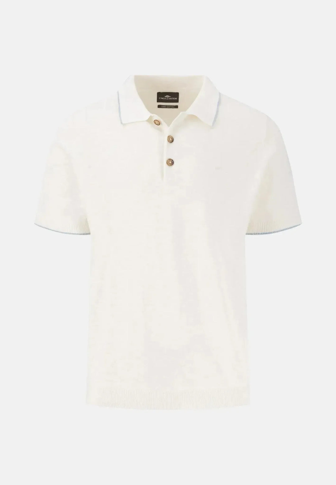 fynch-hatton-Cotton Linen Knit Polo Shirt New Off White