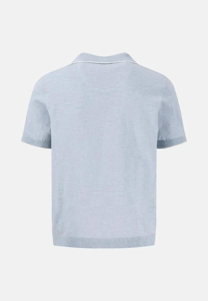fynch-hatton-Cotton Linen Knit Polo Shirt Summer Breeze