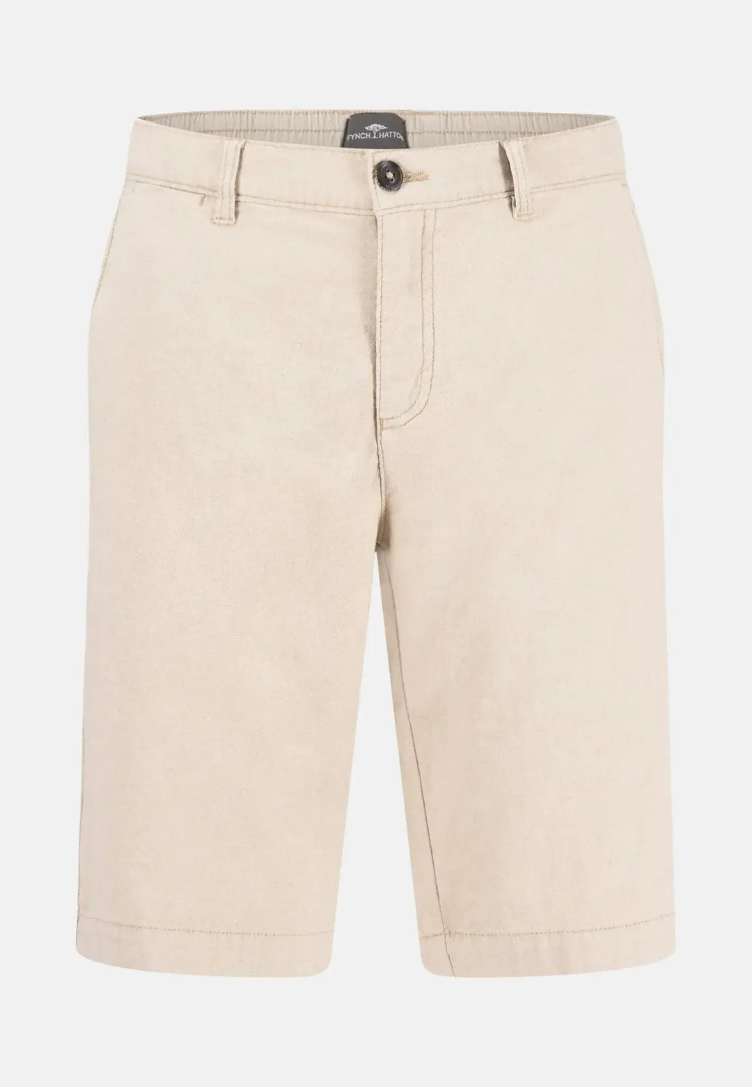 fynch-hatton-Cotton Linen Mix Shorts Stone