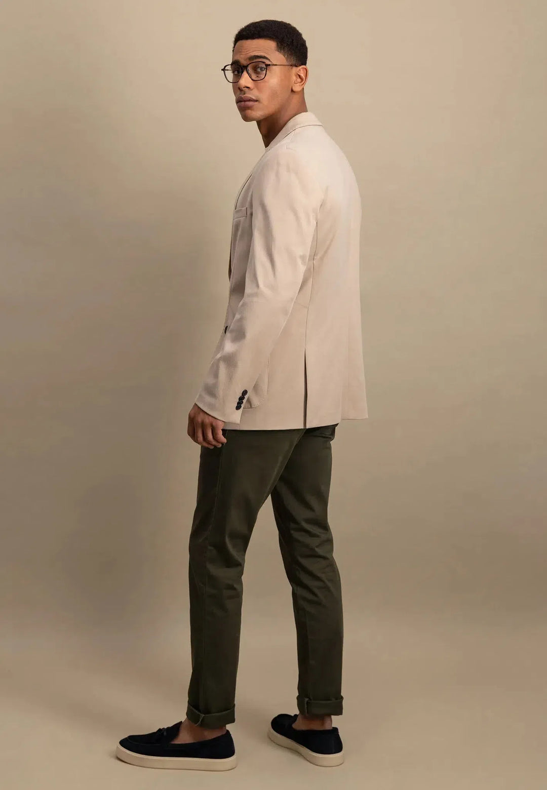 fynch-hatton-Cotton Twill Blazer Beige