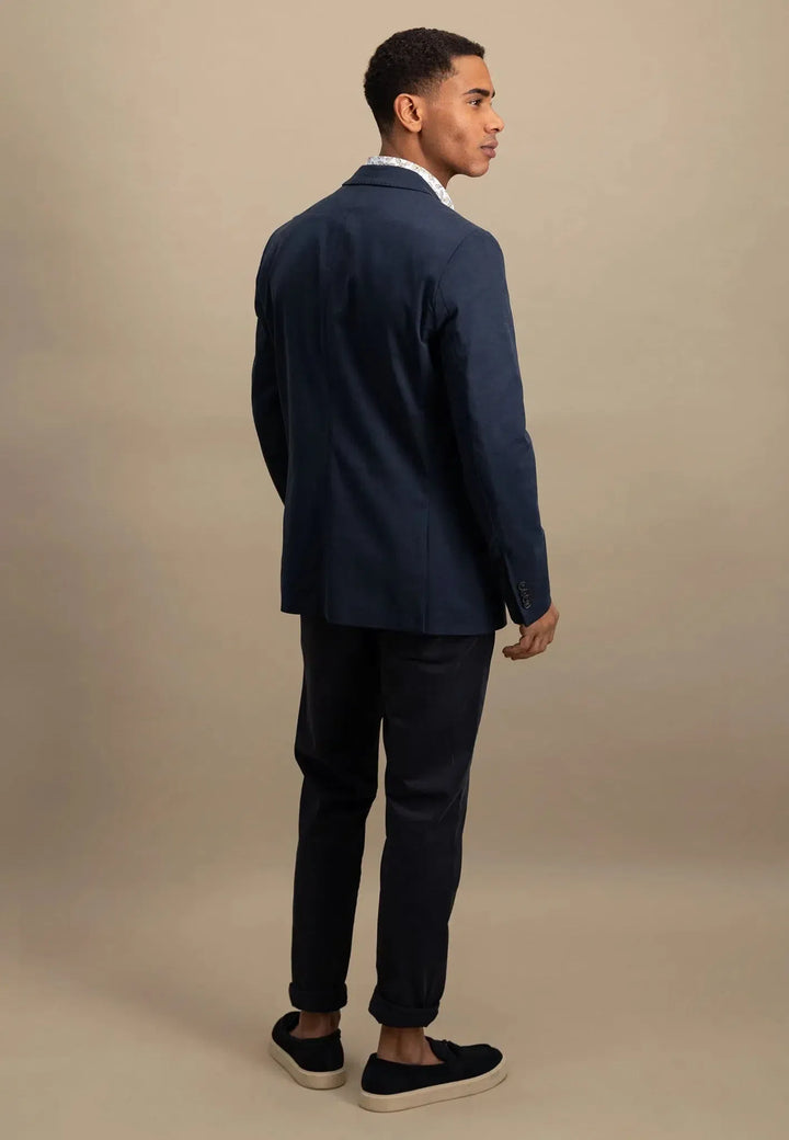 fynch-hatton-Cotton Twill Blazer Dark Navy