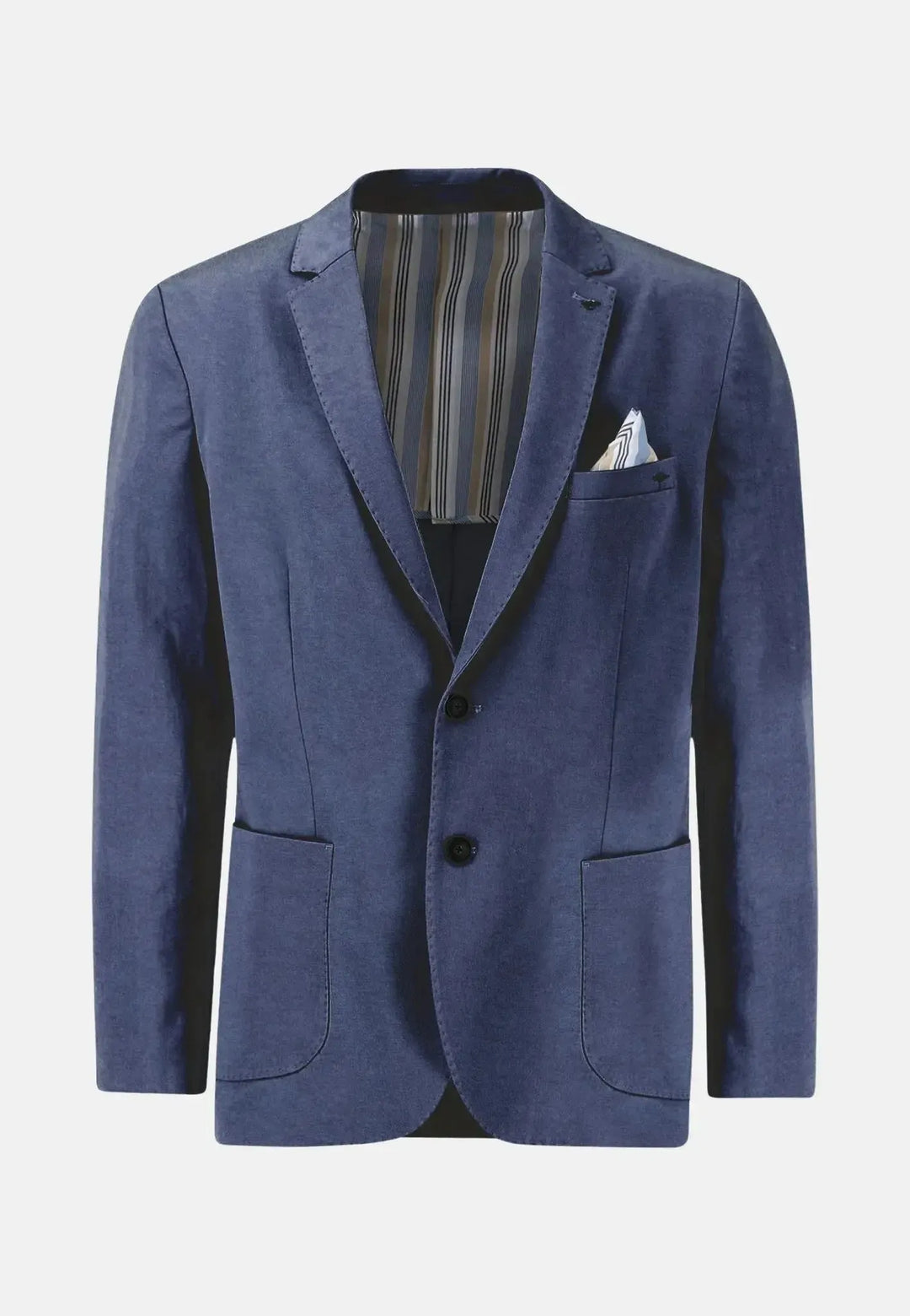 fynch-hatton-Cotton Twill Blazer Dark Navy