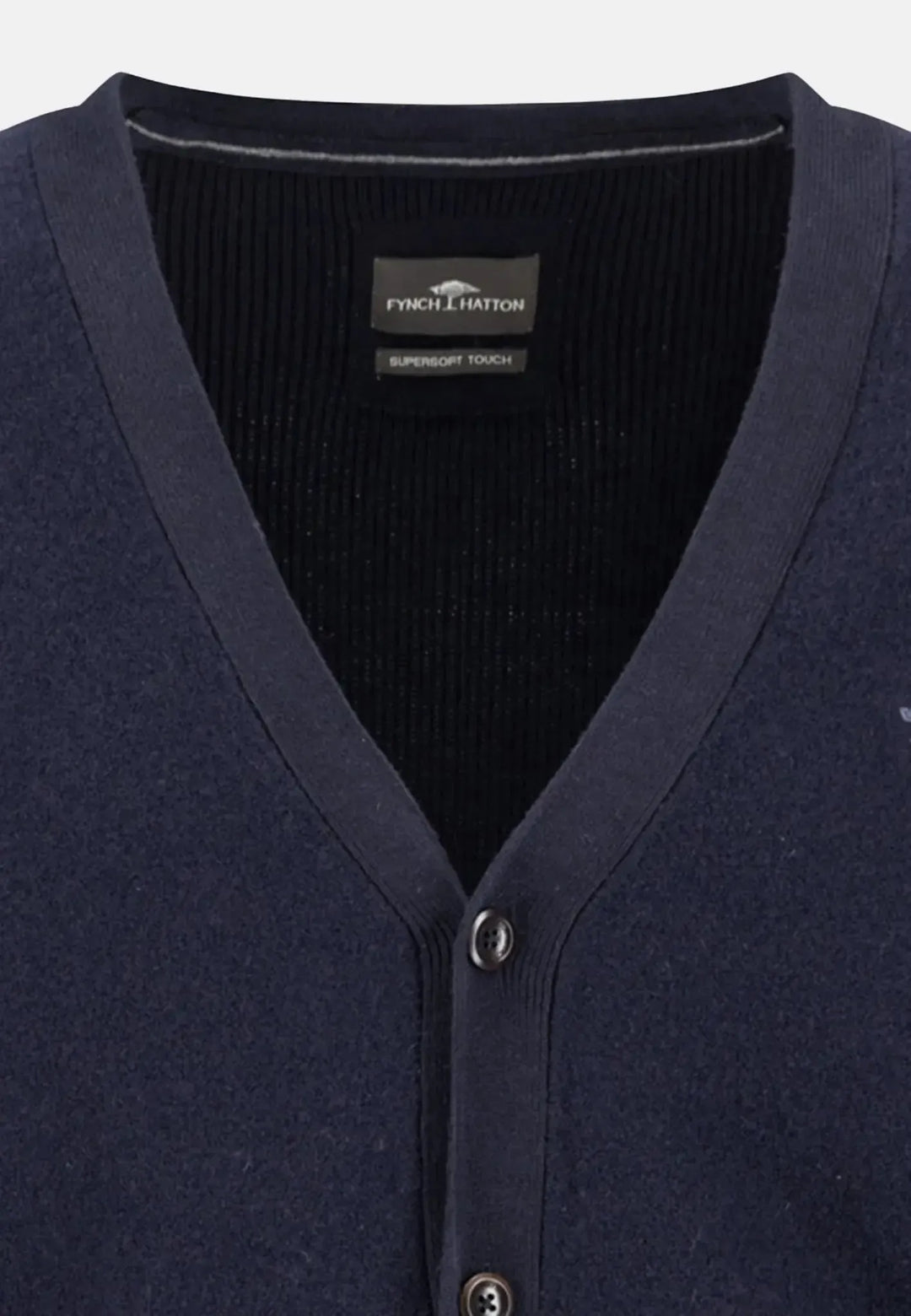 fynch-hatton-Cotton Wool Buttoned Cardigan Navy