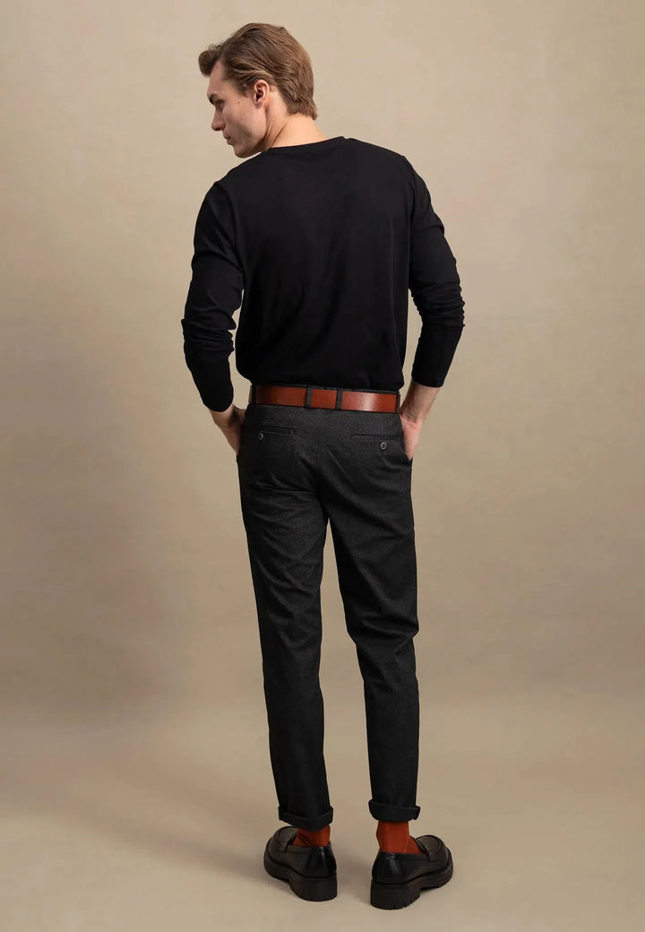 Crew Neck LS T-Shirt Black – FYNCH-HATTON, image 4 of 5