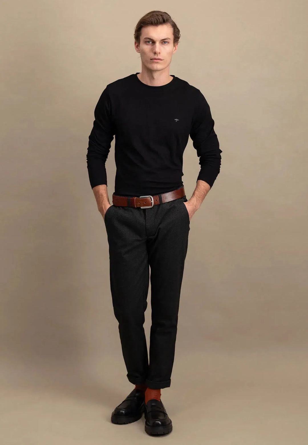 Crew Neck LS T-Shirt Black – FYNCH-HATTON, image 5 of 5