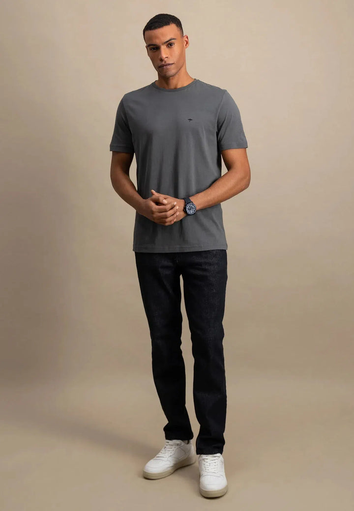 fynch-hatton-Crew Neck T-Shirt Asphalt
