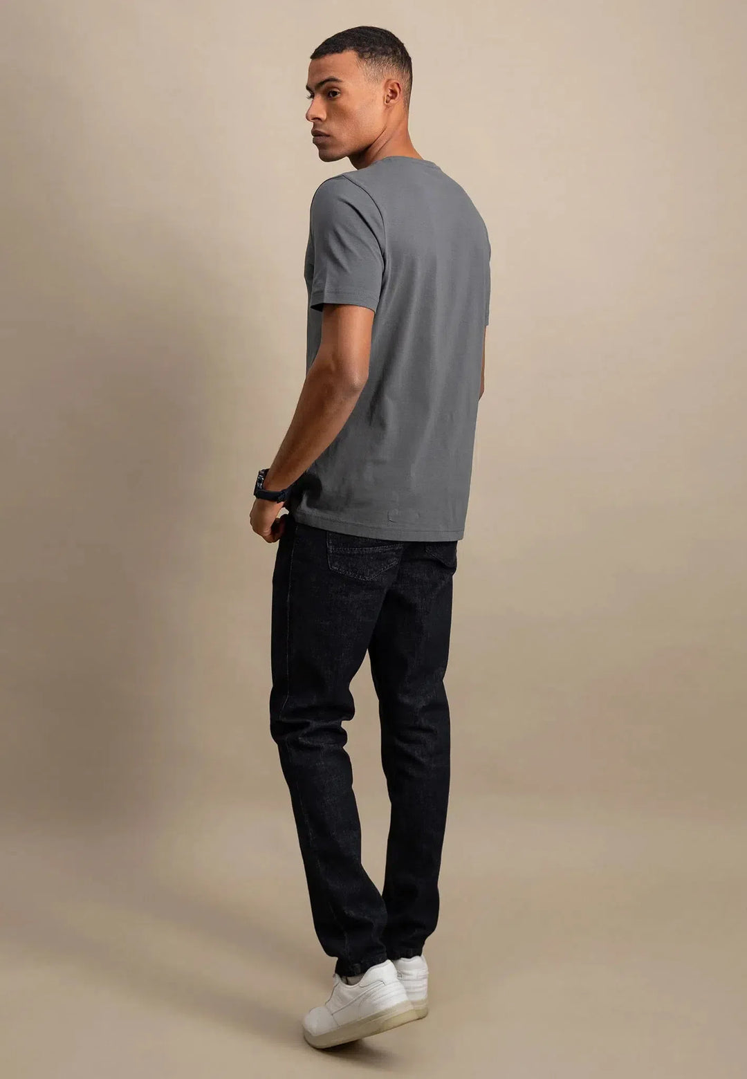fynch-hatton-Crew Neck T-Shirt Asphalt