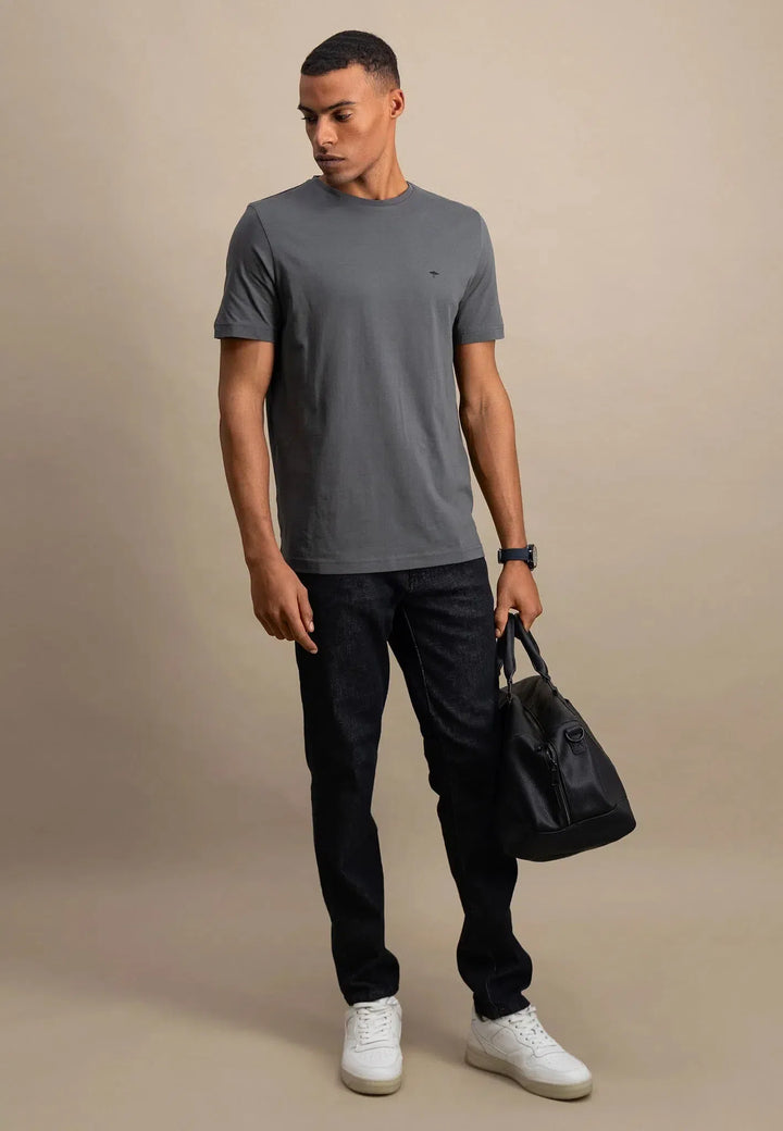 fynch-hatton-Crew Neck T-Shirt Asphalt