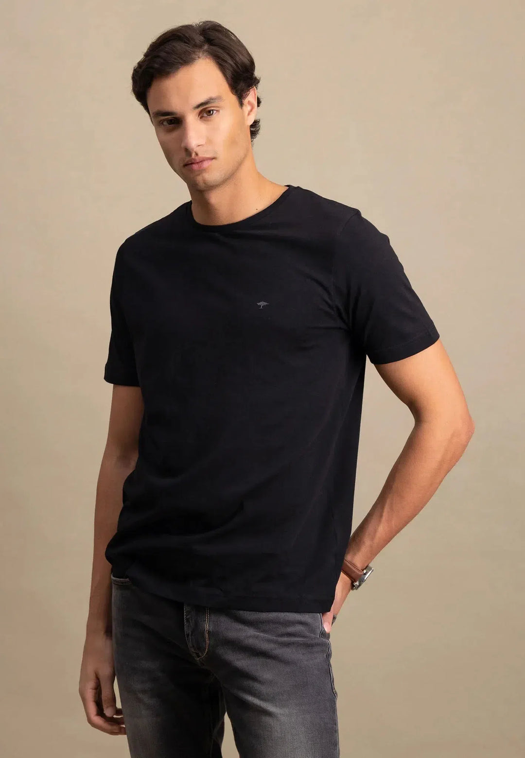 fynch-hatton-Crew Neck T-Shirt Black