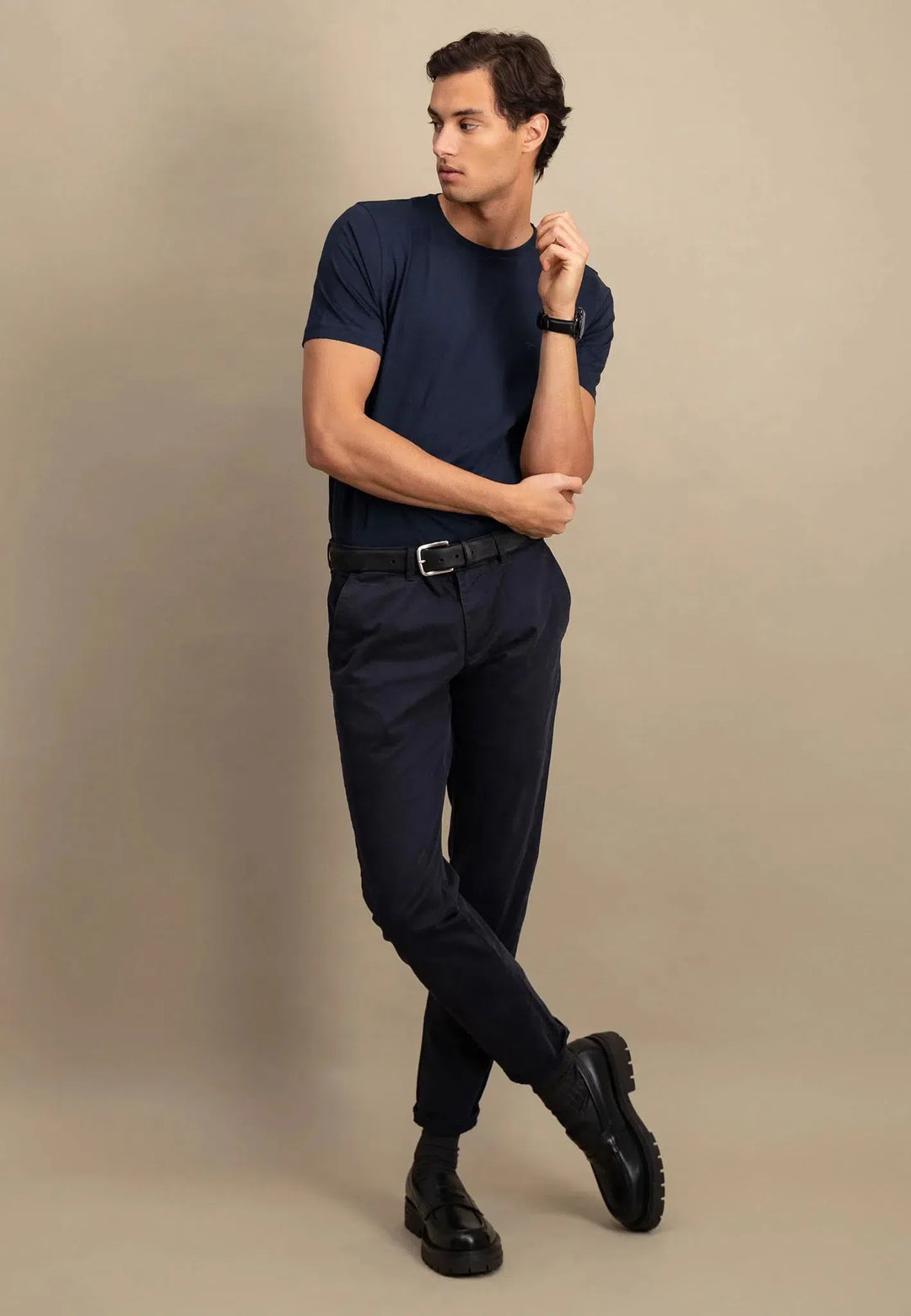 fynch-hatton-Crew Neck T-Shirt Navy