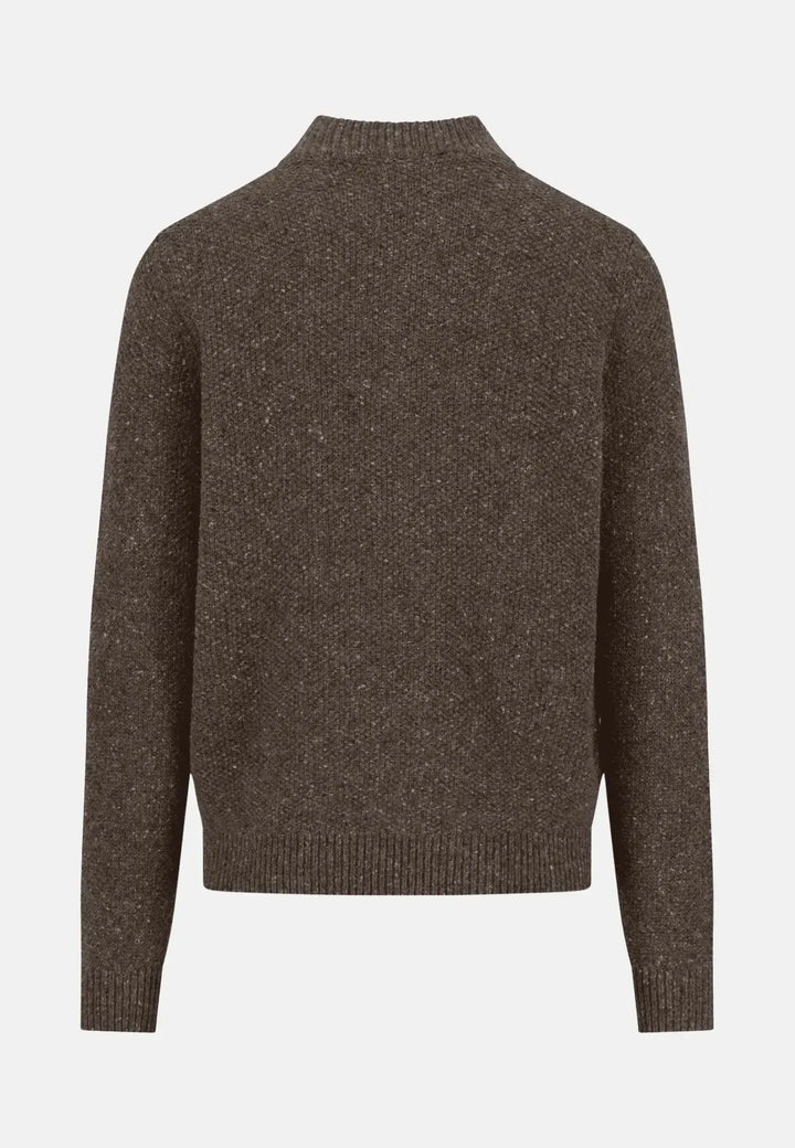fynch-hatton-Donegal Wool 1/4 Zip Cable Knit Dark Chocolate