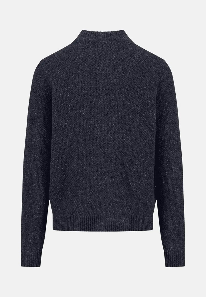 fynch-hatton-Donegal Wool 1/4 Zip Cable Knit Navy